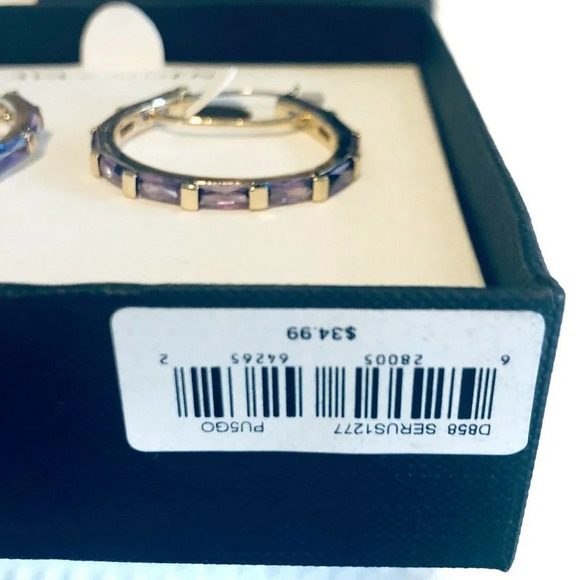 Ava & Aiden Gold Purple Round Loop Shape Earrings - Picture 4 of 7